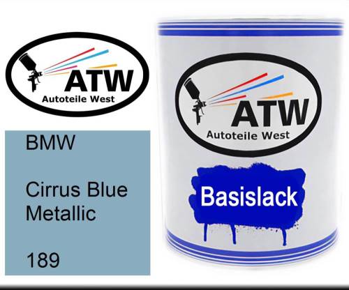 BMW, Cirrus Blue Metallic, 189: 1L Lackdose, von ATW Autoteile West.